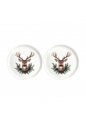 Piatto Cervo Natalizio Dessert S/2 - Simple Day