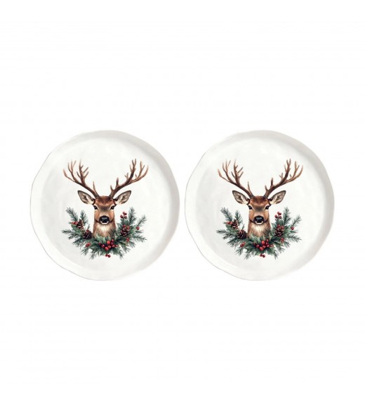 Piatto Cervo Natalizio Dessert S/2 - Simple Day