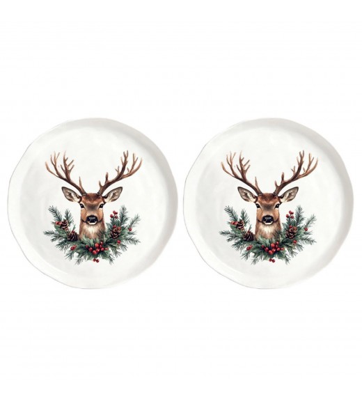 Piatto Cervo Natalizio Piano S/2 - Simple Day