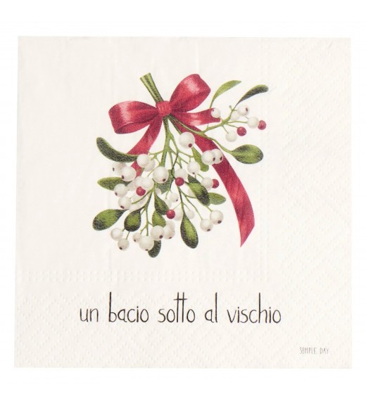 Set 20 Tovaglioli di Carta - Un Bacio sotto al Vischio - Simple Day