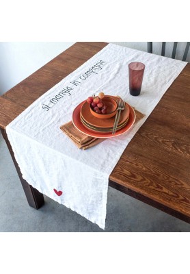 Runner in Lino Bianco Si Mangia in Compagnia - Simple Day