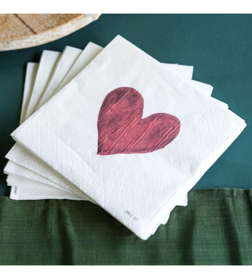 Set 20 Tovaglioli di Carta Cuore Rosso - Simple Day