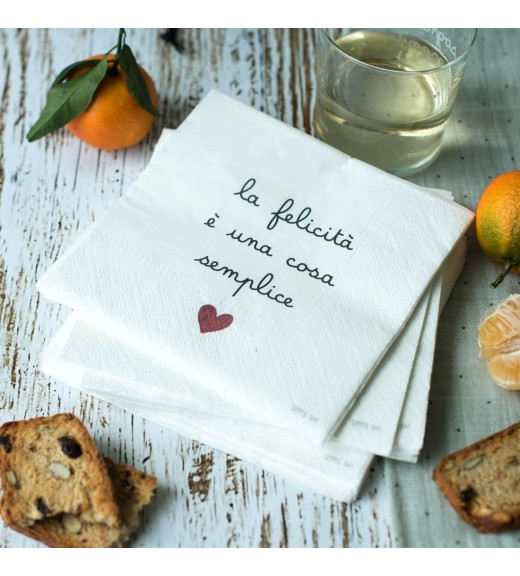 Set 20 Tovaglioli di Carta La felicità è una cosa semplice - Simple Day