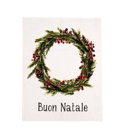 Canovaccio in Lino con decoro Natalizio - Buon Natale Ghirlanda - Linea Simple Day