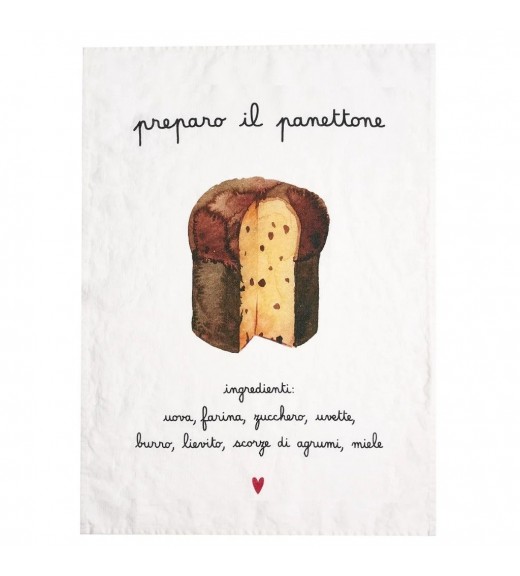 Canovaccio in Lino con decoro preparo il Panettone - Linea Simple Day