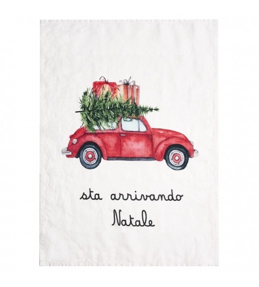 Canovaccio in Lino con decoro Natalizio - Natale sta arrivando - Linea Simple Day
