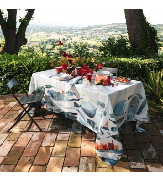Tovaglia in lino stampa Oltremare - The Napking