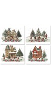 Tovagliette in lino stampa Xmas Village Set/4 - The Napking Tovagliette in lino stampa Xmas Village Set/4 - The Napking