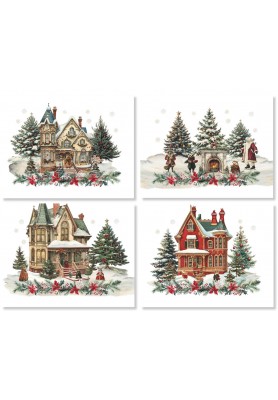 Tovagliette in lino stampa Xmas Village Set/4 - The Napking
