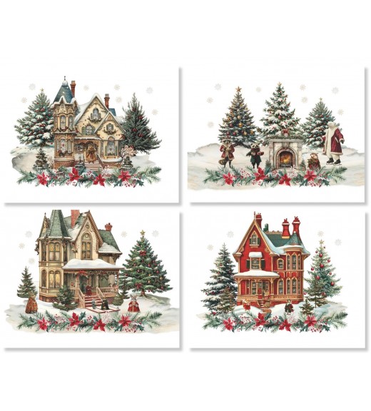 Tovagliette in lino stampa Xmas Village Set/4 - The Napking