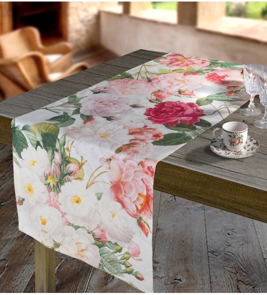 Runner in lino stampa Roses - The Napking
