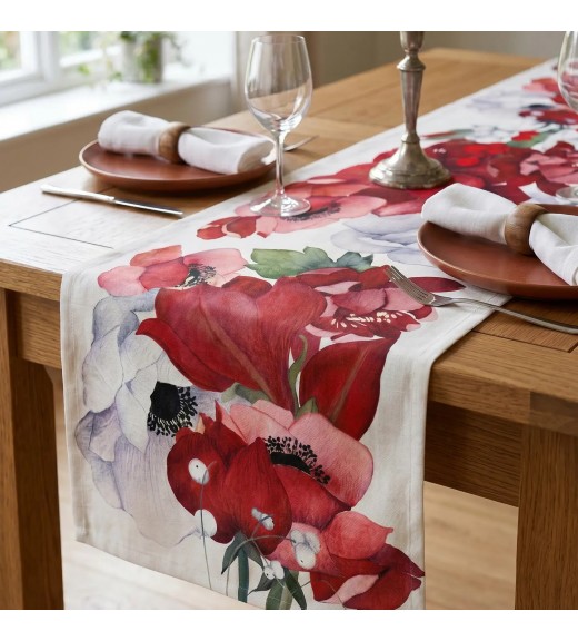 Runner in lino stampa Anemoni - The Napking Runner in lino stampa Anemoni - The Napking