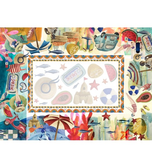 Tovaglia in Raso di Cotone stampa Collage - The Napking