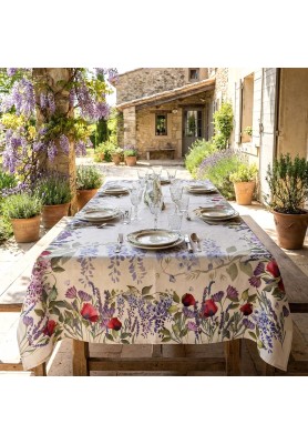 Tovaglia in lino stampa Provenza Rettangolare 180 X 270 cm - The Napking