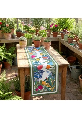 Runner in raso di cotone Jardin Magique - The Napking