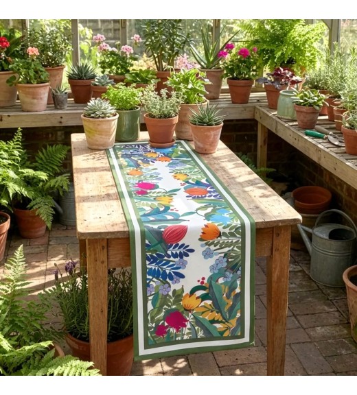 Runner in raso di cotone Jardin Magique - The Napking