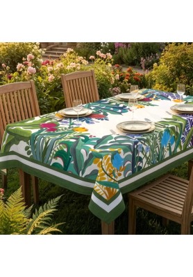 Tovaglia in raso di Cotone stampa Jardin Magique - The Napking