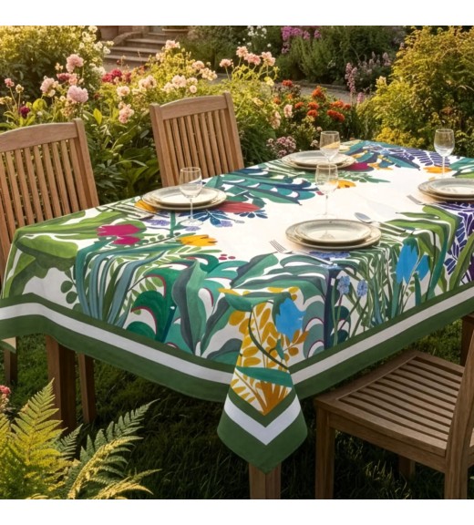 Tovaglia in raso di Cotone stampa Jardin Magique - The Napking
