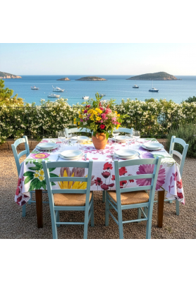Tovaglia in lino premium stampa Flora Rosa - The Napking
