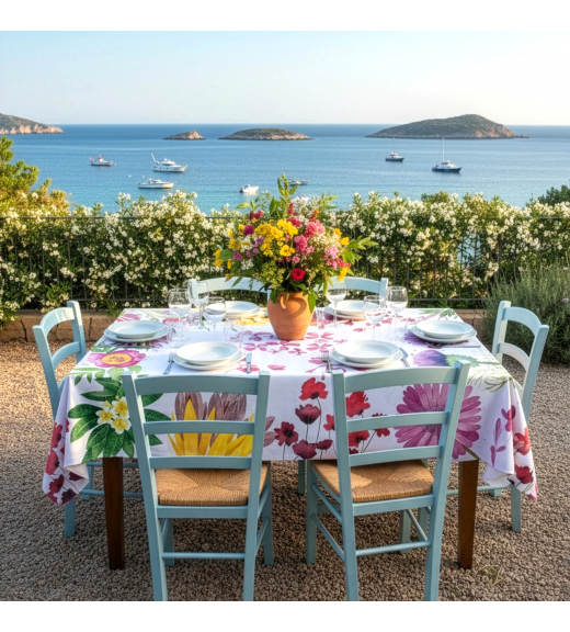 Tovaglia in lino premium stampa Flora Rosa - The Napking