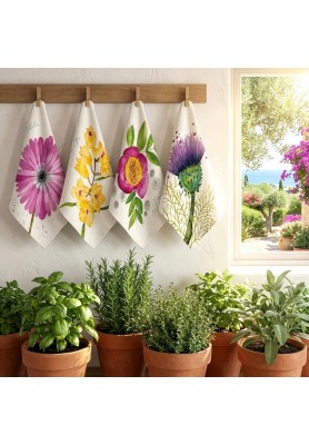 Tovaglioli in Lino Premium Stampa Flora Rosa S/4 - The Napking