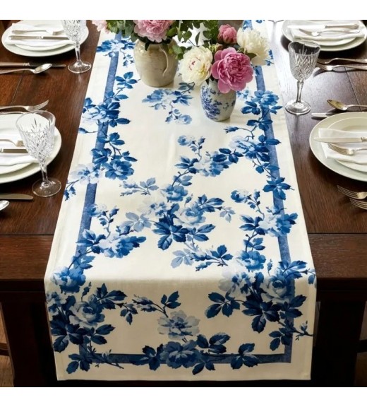 Runner in lino premium stampa Victoria - The Napking