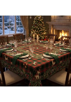 Tovaglia in lino Premium stampa Merry Moments Rettangolare 180x360 cm - The Napking