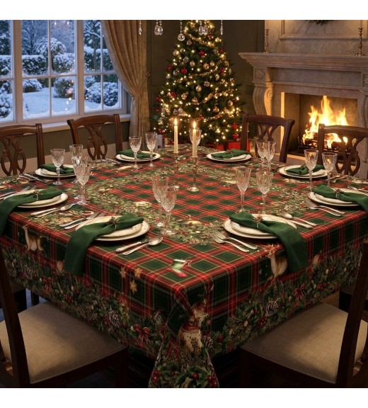 Tovaglia in lino Premium stampa Merry Moments Rettangolare 180x360 cm - The Napking
