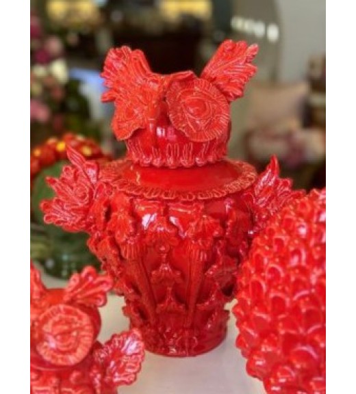 Civetta Rossa H 40 cm - Verus Ceramiche Caltagirone