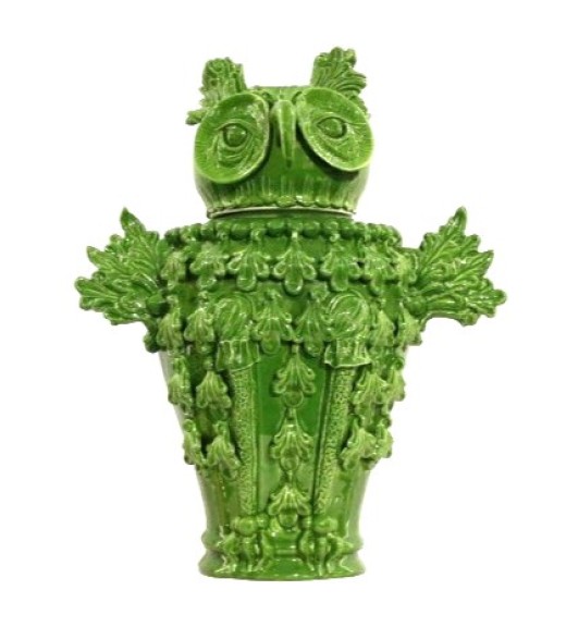 Civetta Verde Foglia H 40 cm - Verus Ceramiche Caltagirone