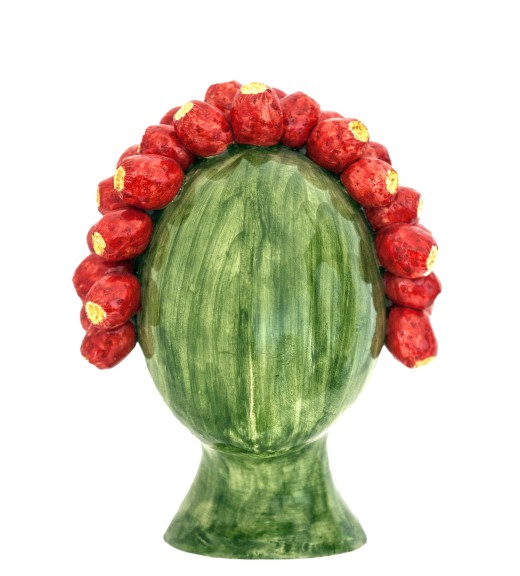 Testa Verde con Fichi d'india Rossi  - Verus Ceramiche Caltagirone