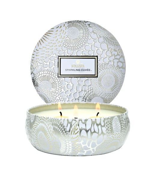 Candela Holiday Collection 3W Tin - Fragranza Sparkling Cuvee - Voluspa