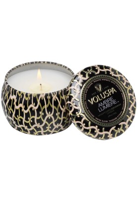 Candela Maison Noir Mini Tin - Fragranza Ambre Lumiere - Voluspa