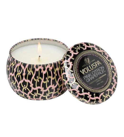 Candela Maison Noir Mini Tin - Fragranza Pink Citron Grapefruit - Voluspa