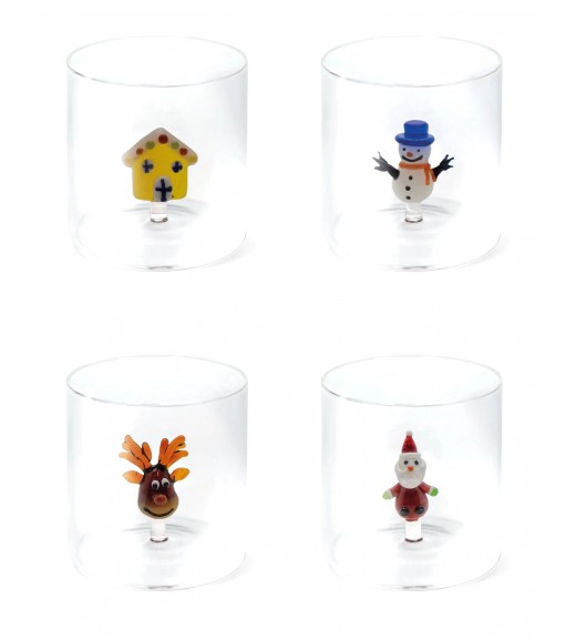 Bicchiere in vetro decori natalizi NAT4 - WD Lifestyle