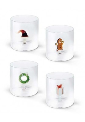 Bicchiere in vetro decori natalizi NAT - WD Lifestyle