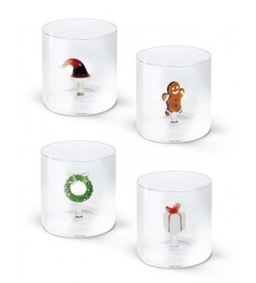 Bicchiere in vetro decori natalizi NAT - WD Lifestyle