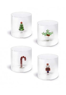 Bicchiere in vetro decori natalizi NAT3 - WD Lifestyle