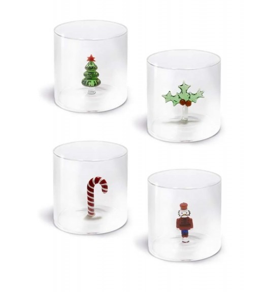 Bicchiere in vetro decori natalizi NAT3 - WD Lifestyle