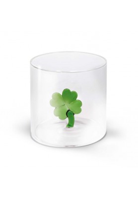 Bicchiere in vetro decoro Quadrifoglio - WD Lifestyle