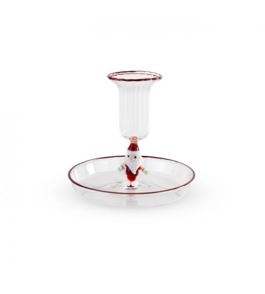 Portacandela in vetro decoro Babbo Natale - WD Lifestyle