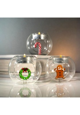 Porta Tealight in vetro decori Natalizi - WD Lifestyle